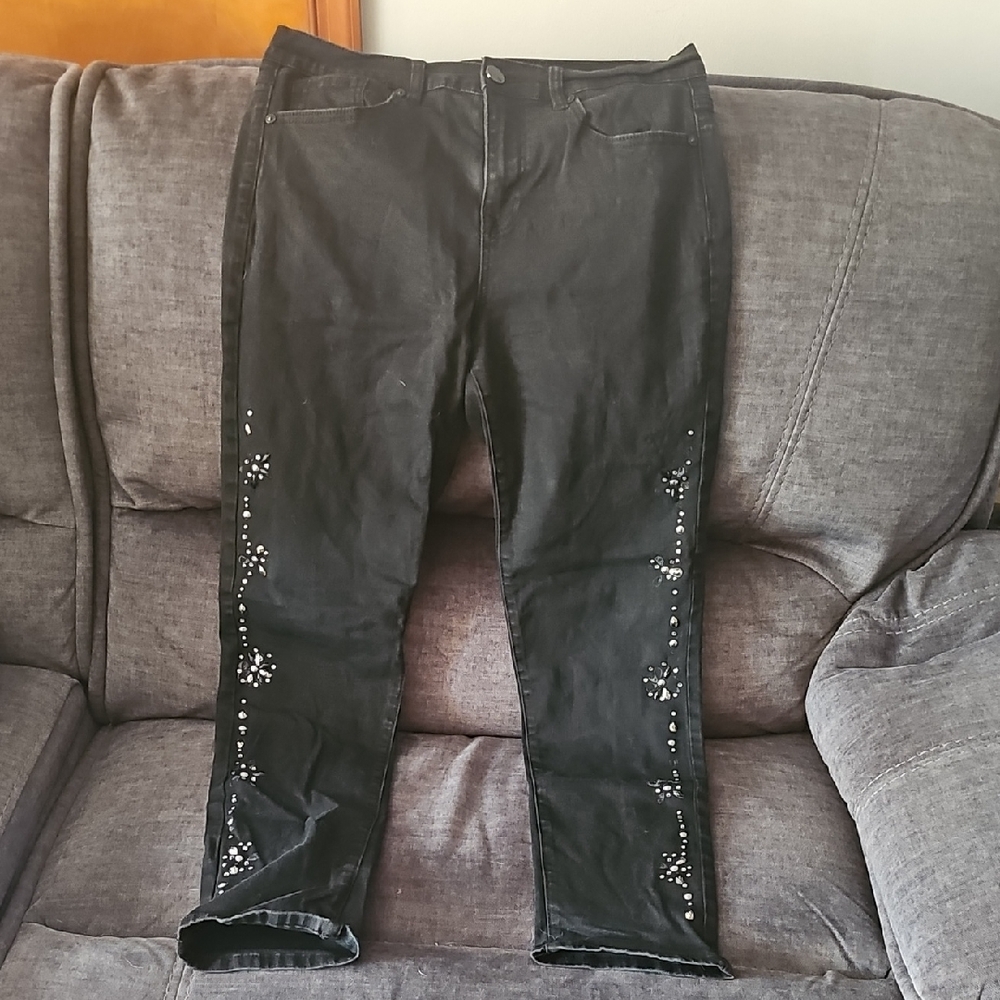 DG2 by Diane Gilman Black Skinny Jeans with Branded Waistband